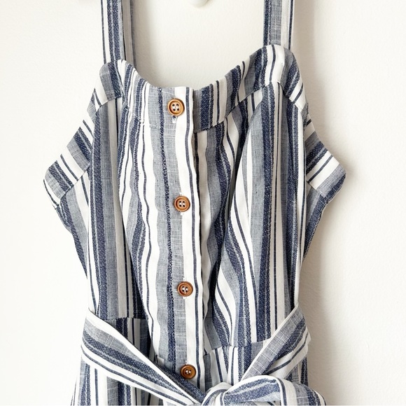 NWOT Lulus Montauk Memories Blue and White Strip Midi Dress with Pockets - Large - Picture 9 of 14